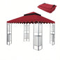 10x10 Ft Outdoor Patio Gazebo Canopy, Double Tiered Gazebo Tent Roof Top Cover Only wavy borderFrame Not IncludeRed