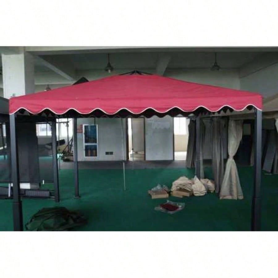 10x10 Ft Outdoor Patio Gazebo Canopy, Double Tiered Gazebo Tent Roof Top Cover Only wavy borderFrame Not IncludeRed