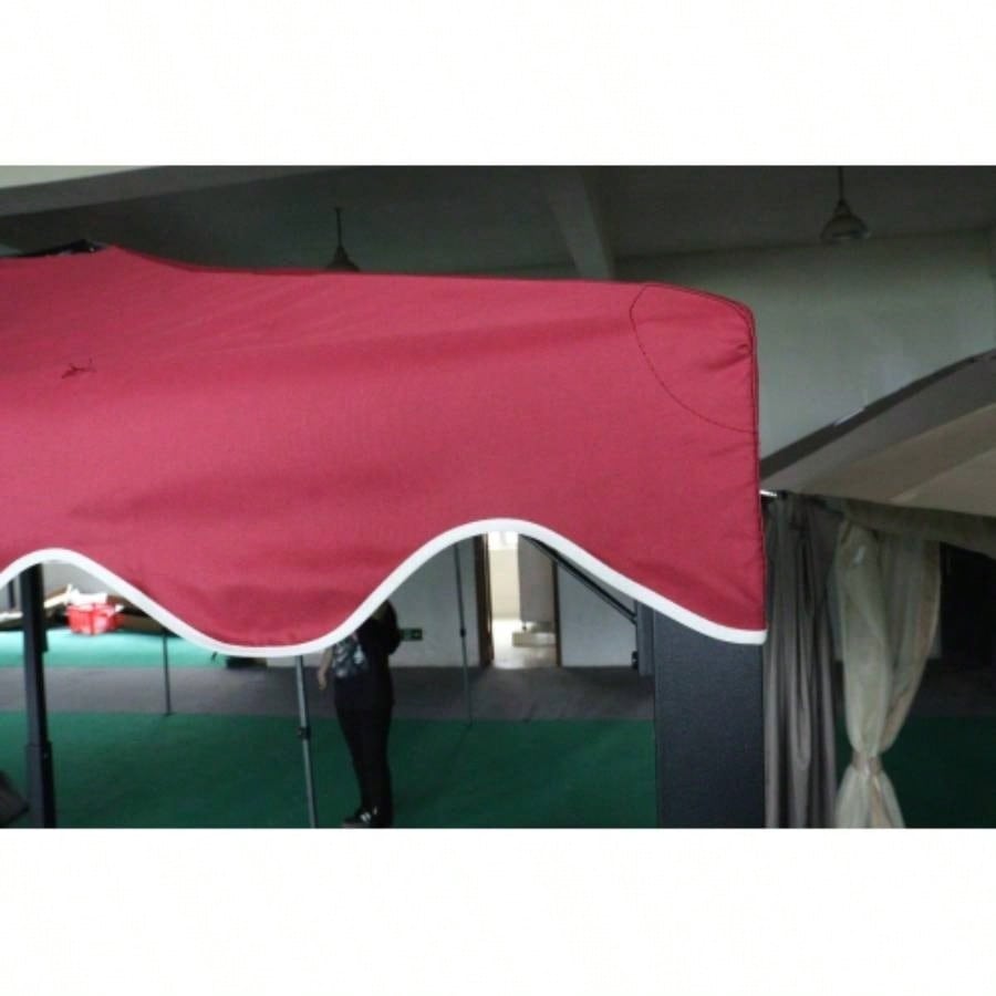 10x10 Ft Outdoor Patio Gazebo Canopy, Double Tiered Gazebo Tent Roof Top Cover Only wavy borderFrame Not IncludeRed