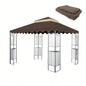 10x10 Ft Outdoor Patio Gazebo Canopy, Double Tiered Gazebo Tent Roof Top Cover Only wavy borderFrame Not IncludeRed