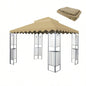 10x10 Ft Outdoor Patio Gazebo Canopy, Double Tiered Gazebo Tent Roof Top Cover Only wavy borderFrame Not IncludeRed