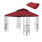 10x10 Ft Outdoor Patio Gazebo Canopy, Double Tiered Gazebo Tent Roof Top Cover Only Greatwall borderFrame Not IncludeBROWN