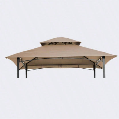 8x5Ft Grill Gazebo Canopy, Double Tiered BBQ Tent Roof Top Cover, Beige