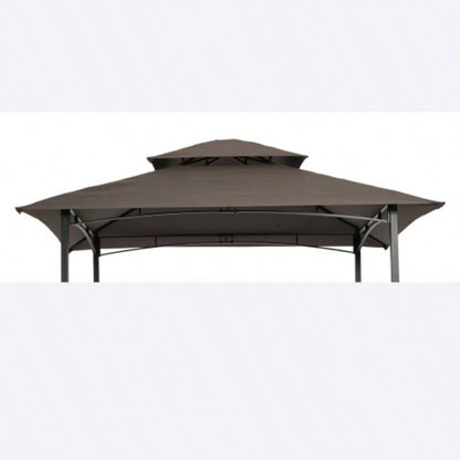 8x5Ft Grill Gazebo Canopy, Double Tiered BBQ Tent Roof Top Cover, Beige