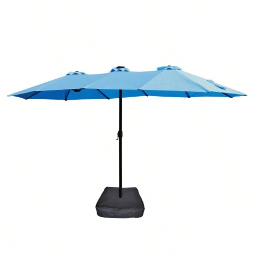 15x9ft Large Double - Sided Rectangular Outdoor Twin Patio Market with light and base - blue