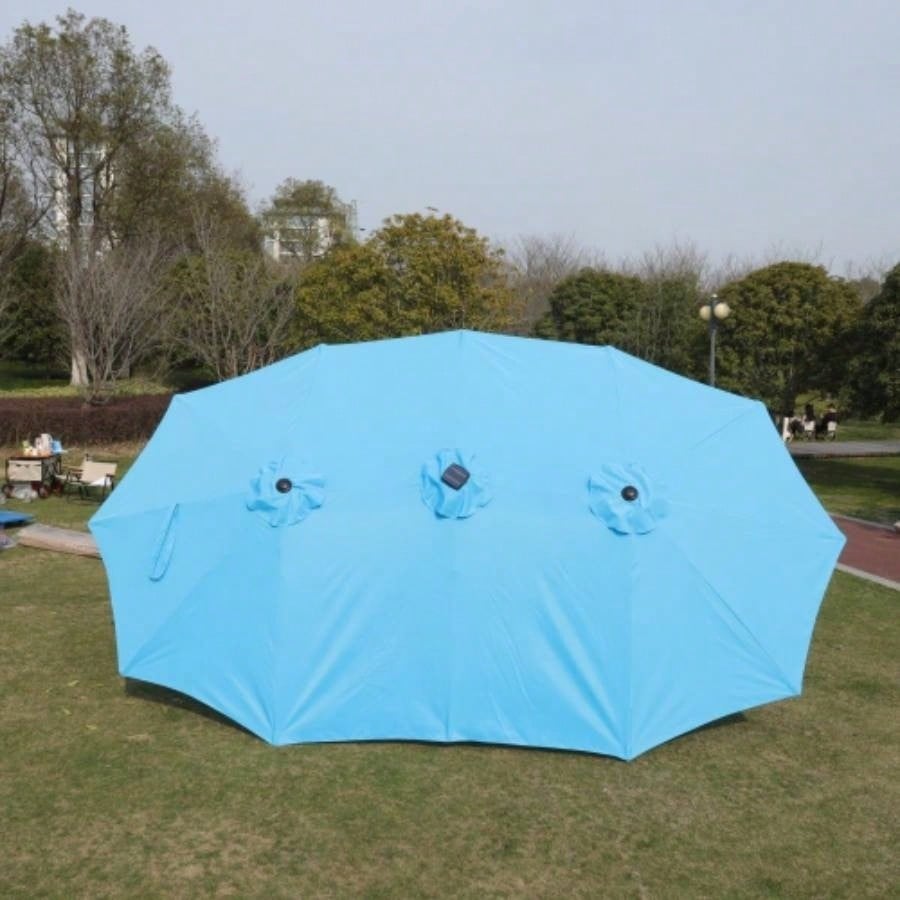 15x9ft Large Double - Sided Rectangular Outdoor Twin Patio Market with light and base - blue