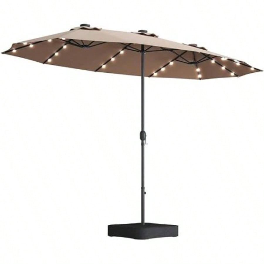 15x9ft Large Double - Sided Rectangular Outdoor Twin Patio Market with light and base - blue