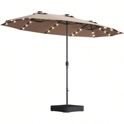 15x9ft Large Double - Sided Rectangular Outdoor Twin Patio Market with light and base - blue