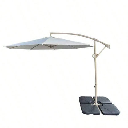 without Plastic base - 10ft Offset Patio - Offset Hanging Cantilever Patio Outdoor Market with Easy Tilt Adjustment and Crank Pool Deck and Garden TOP Colour Beige
