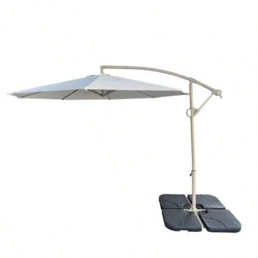 without Plastic base - 10ft Offset Patio - Offset Hanging Cantilever Patio Outdoor Market with Easy Tilt Adjustment and Crank Pool Deck and Garden TOP Colour Beige