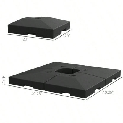 Outsunny 4 Pieces Cantilever Patio Base, Outdoor Offset Weights, 176 lbs Capacity or 264 lbs Capacity Sand Plates Set, Black