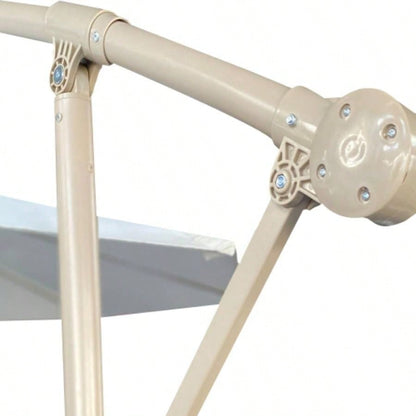 without Plastic base - 10ft Offset Patio - Offset Hanging Cantilever Patio Outdoor Market with Easy Tilt Adjustment and Crank Pool Deck and Garden TOP Colour Beige