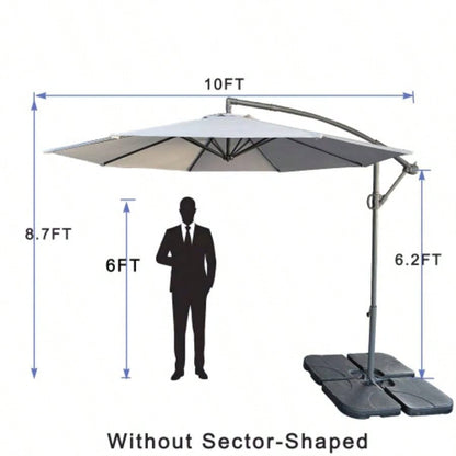 without Plastic base - 10ft Offset Patio - Offset Hanging Cantilever Patio Outdoor Market with Easy Tilt Adjustment and Crank Pool Deck and Garden TOP Colour Beige