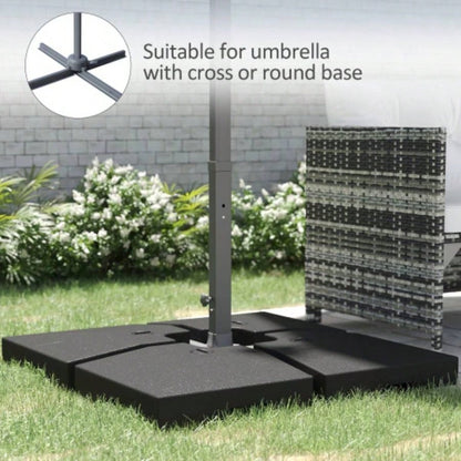 Outsunny 4 Pieces Cantilever Patio Base, Outdoor Offset Weights, 176 lbs Capacity or 264 lbs Capacity Sand Plates Set, Black