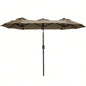Outsunny Double - sided Patio 9.5 Large Outdoor Market with Push Button Tilt and Crank, 3 Vents and 12 Ribs, Garden, Deck, Pool, Gray