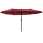 Outsunny Large 15ft Patio, Double - Sided Outdoor with Crank Handle and Vents Backyard, Deck, Pool, Market, Wine Red