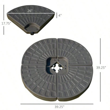 Outsunny 4 Pieces Cantilever Patio Base, Fan Shaped Weight/ Built - In Handles Rugged Material, 148 lbs and 220 lbs and Sand, Coffee