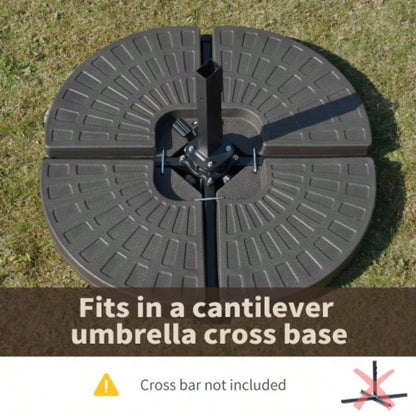 Outsunny 4 Pieces Cantilever Patio Base, Fan Shaped Weight/ Built - In Handles Rugged Material, 148 lbs and 220 lbs and Sand, Coffee