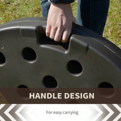 Outsunny 4 Pieces Cantilever Patio Base, Fan Shaped Weight/ Built - In Handles Rugged Material, 148 lbs and 220 lbs and Sand, Coffee