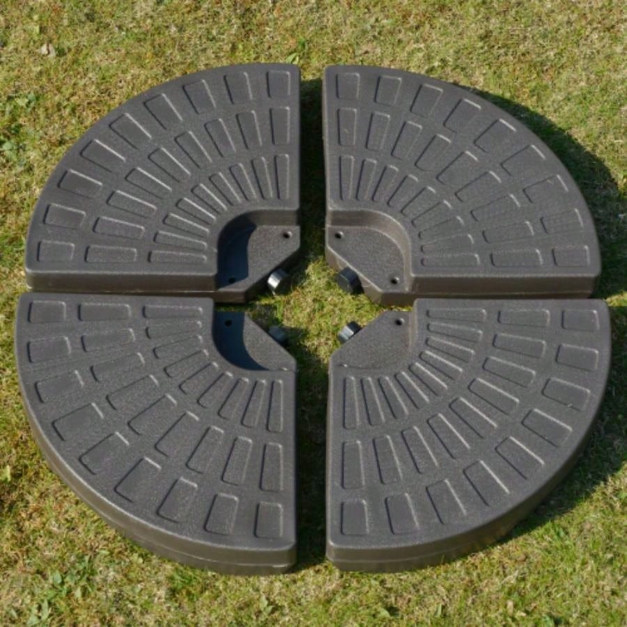 Outsunny 4 Pieces Cantilever Patio Base, Fan Shaped Weight/ Built - In Handles Rugged Material, 148 lbs and 220 lbs and Sand, Coffee