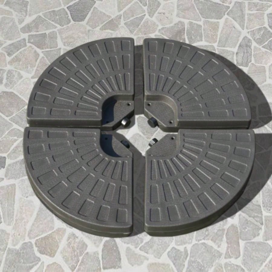 Outsunny 4 Pieces Cantilever Patio Base, Fan Shaped Weight/ Built - In Handles Rugged Material, 148 lbs and 220 lbs and Sand, Coffee
