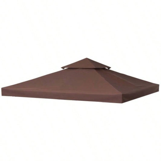 Outsunny 9.8x 9.8 Gazebo Canopy, 2 - Tier Top Cover 9.84x 9.84 Outdoor Gazebo Models 01 - 0153 100100 - 076, Coffee TOP ONLY