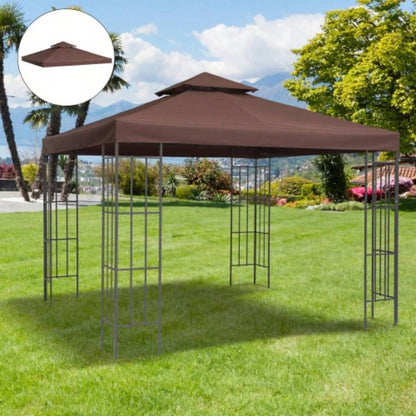 Outsunny 9.8x 9.8 Gazebo Canopy, 2 - Tier Top Cover 9.84x 9.84 Outdoor Gazebo Models 01 - 0153 100100 - 076, Coffee TOP ONLY