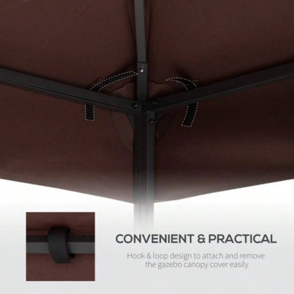 Outsunny 9.8x 9.8 Gazebo Canopy, 2 - Tier Top Cover 9.84x 9.84 Outdoor Gazebo Models 01 - 0153 100100 - 076, Coffee TOP ONLY