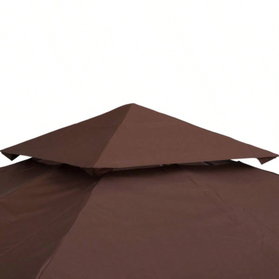 Outsunny 9.8x 9.8 Gazebo Canopy, 2 - Tier Top Cover 9.84x 9.84 Outdoor Gazebo Models 01 - 0153 100100 - 076, Coffee TOP ONLY