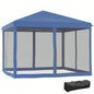 Outsunny 10x 10 Up Canopy Tent with Netting, Instant Gazebo, Ez up Screen House Room with Carry Bag, Height Adjustable, Outdoor, Garden, Patio, Blue