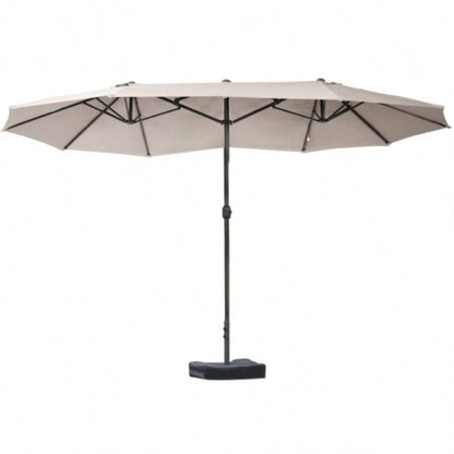 Outsunny Patio 15 Steel Rectangular Outdoor Double Sided Market with base, Easy Crank Deck Pool Patio, Coffee