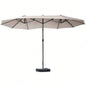 Outsunny Patio 15 Steel Rectangular Outdoor Double Sided Market with base, Easy Crank Deck Pool Patio, Coffee