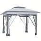 Outsunny 12x 12 Up Canopy Tent with Netting and Carry Bag, Instant Shelter with 137 sq. ft Shade, Tents Parties, Height Adjustable, Outdoor, Garden, Patio, Gray