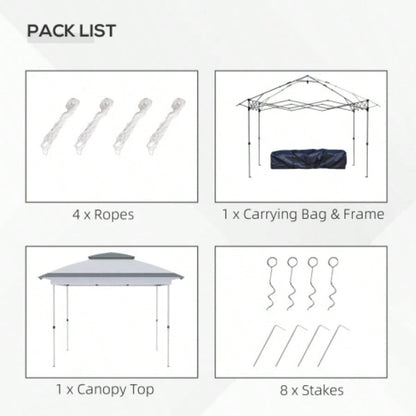 Outsunny 12x 12 Up Canopy Tent with Netting and Carry Bag, Instant Shelter with 137 sq. ft Shade, Tents Parties, Height Adjustable, Outdoor, Garden, Patio, Gray