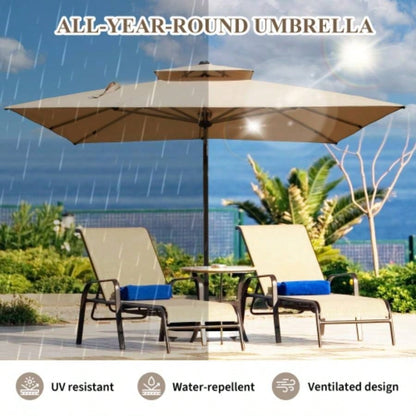 10X10 Square Cantilever with Center Pole, Beige Base Not Included