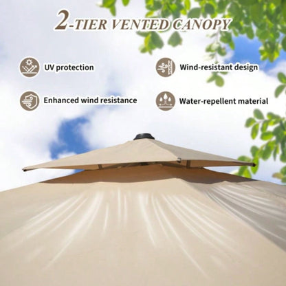 10X10 Square Cantilever with Center Pole, Beige Base Not Included