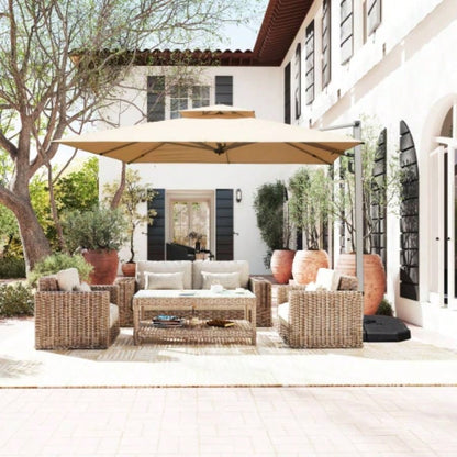 10X10 Square Cantilever with Center Pole, Beige Base Not Included