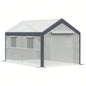 Outsunny 12xx Walk - In Greenhouse, Outdoor Garden Warm Hot House with 4 Roll - up, 2 Zippered Doors and Weather Cover, White