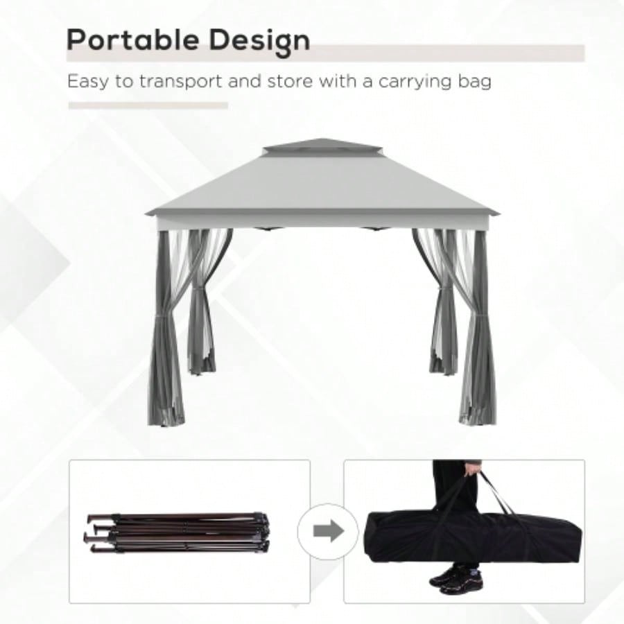 Outsunny 11x 11 Up Canopy, Outdoor Patio Gazebo Shelter with Removable Zipper Netting, Instant Event Tent/ 114 Square Feet of Shade and Carry Bag Backyard, Garden, Light Gray