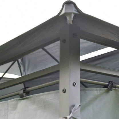 Outsunny 10x 13 Patio Gazebo, Outdoor Gazebo Canopy Shelter with Curtains, Vented Roof, Steel Frame Garden, Lawn, Backyard and Deck, Sage Gray