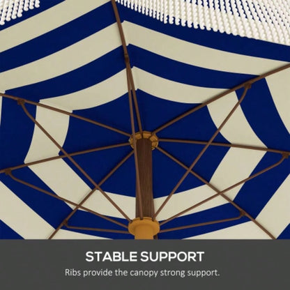 Outsunny 6.2 Portable Beach, 40+ Ruffled Outdoor with Vented Canopy, Carry Bag, Blue Stripe