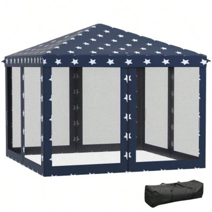 Outsunny 10x 10 Up Canopy Tent with Netting, Instant Gazebo, Ez up Screen House Room with Carry Bag, Height Adjustable, Outdoor, Garden, Patio, American