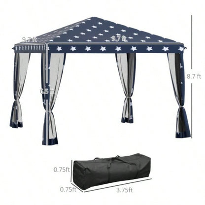 Outsunny 10x 10 Up Canopy Tent with Netting, Instant Gazebo, Ez up Screen House Room with Carry Bag, Height Adjustable, Outdoor, Garden, Patio, American
