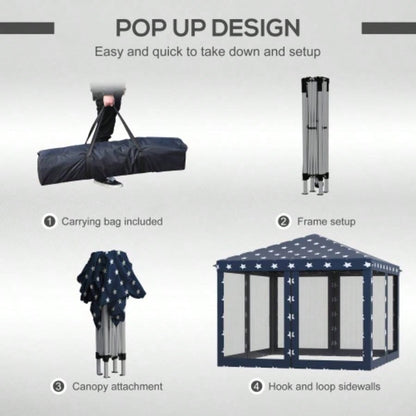 Outsunny 10x 10 Up Canopy Tent with Netting, Instant Gazebo, Ez up Screen House Room with Carry Bag, Height Adjustable, Outdoor, Garden, Patio, American