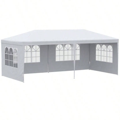 Outsunny 10x 20 Large Party Tent, Events Shelter Canopy Gazebo with 4 Removable Side Walls, Shade Shelter Weddings, White