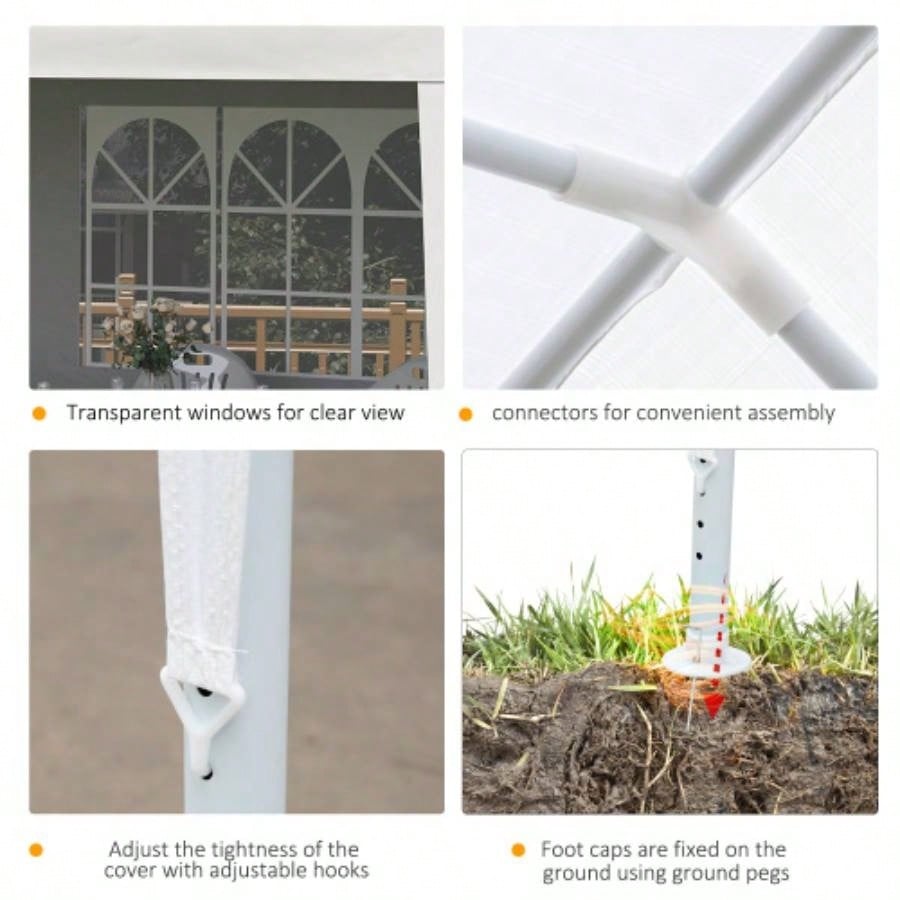 Outsunny 10x 20 Large Party Tent, Events Shelter Canopy Gazebo with 4 Removable Side Walls, Shade Shelter Weddings, White