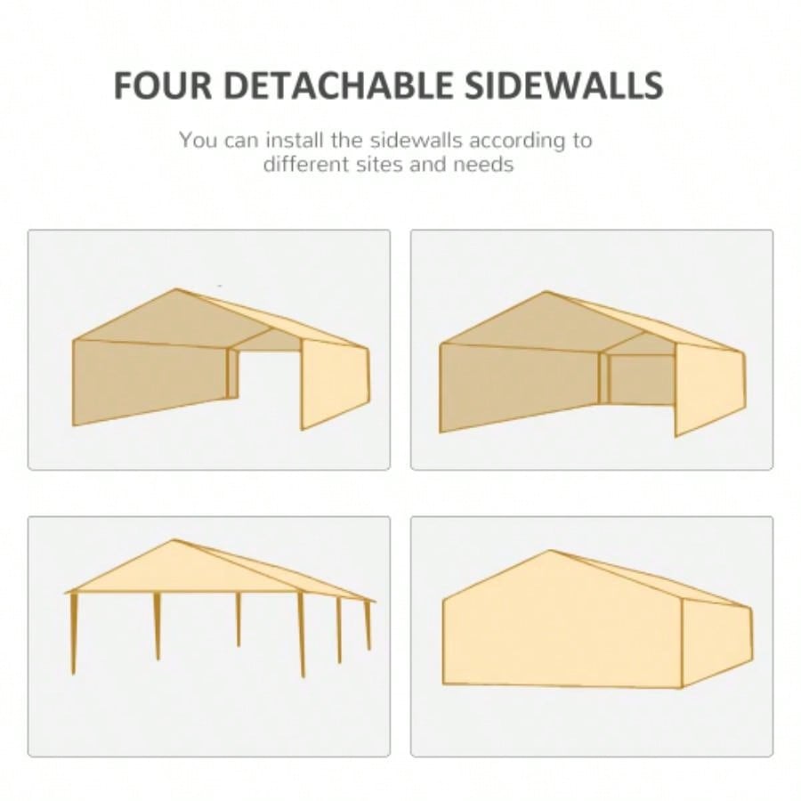 Outsunny 10x 20 Large Party Tent, Events Shelter Canopy Gazebo with 4 Removable Side Walls, Shade Shelter Weddings, White
