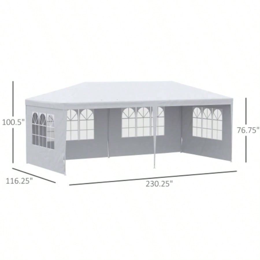 Outsunny 10x 20 Large Party Tent, Events Shelter Canopy Gazebo with 4 Removable Side Walls, Shade Shelter Weddings, White