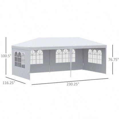 Outsunny 10x 20 Large Party Tent, Events Shelter Canopy Gazebo with 4 Removable Side Walls, Shade Shelter Weddings, White
