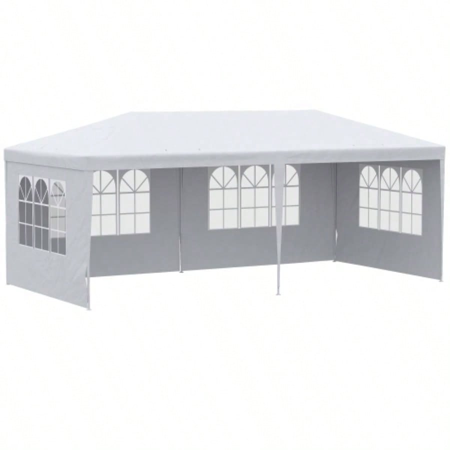 Outsunny 10x 20 Large Party Tent, Events Shelter Canopy Gazebo with 4 Removable Side Walls, Shade Shelter Weddings, White